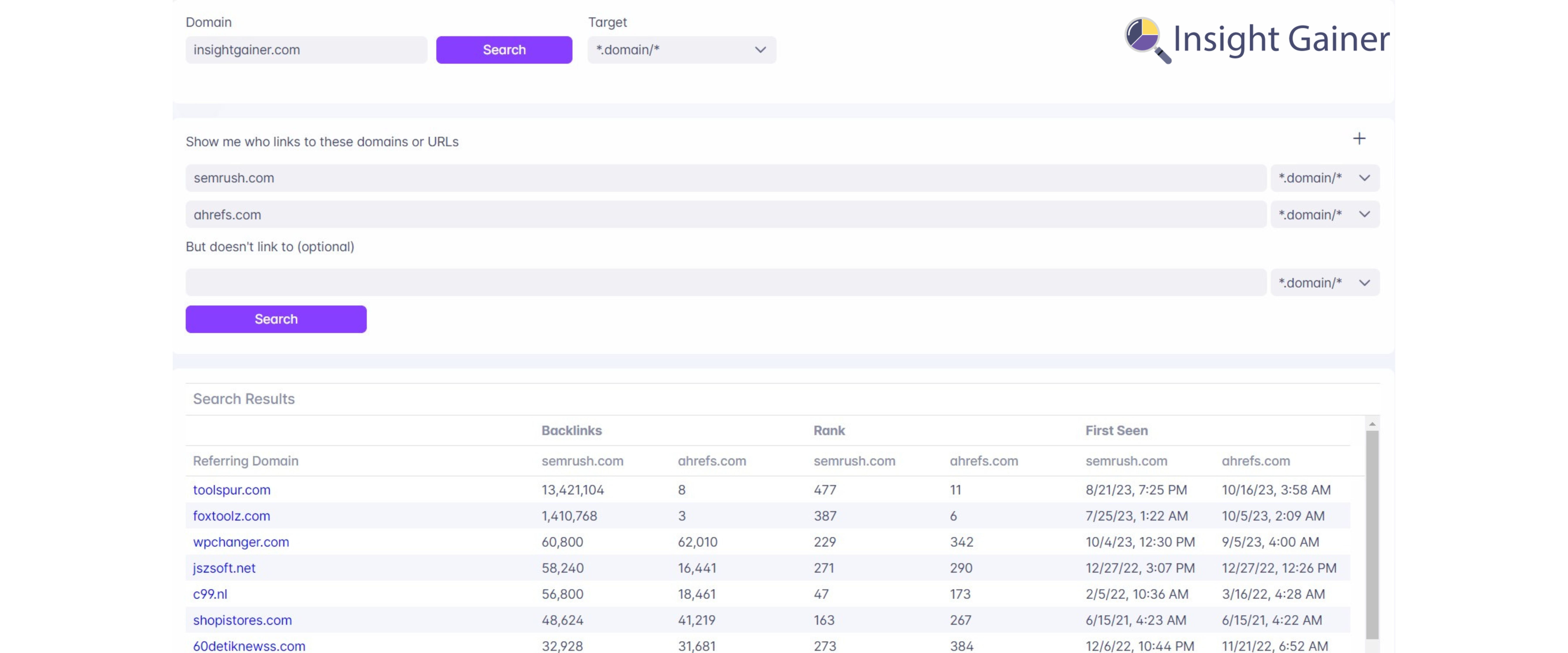 DIY SEO, Link Gap, Insight Gainer DIY SEO, Link Gap, Insight Gainer