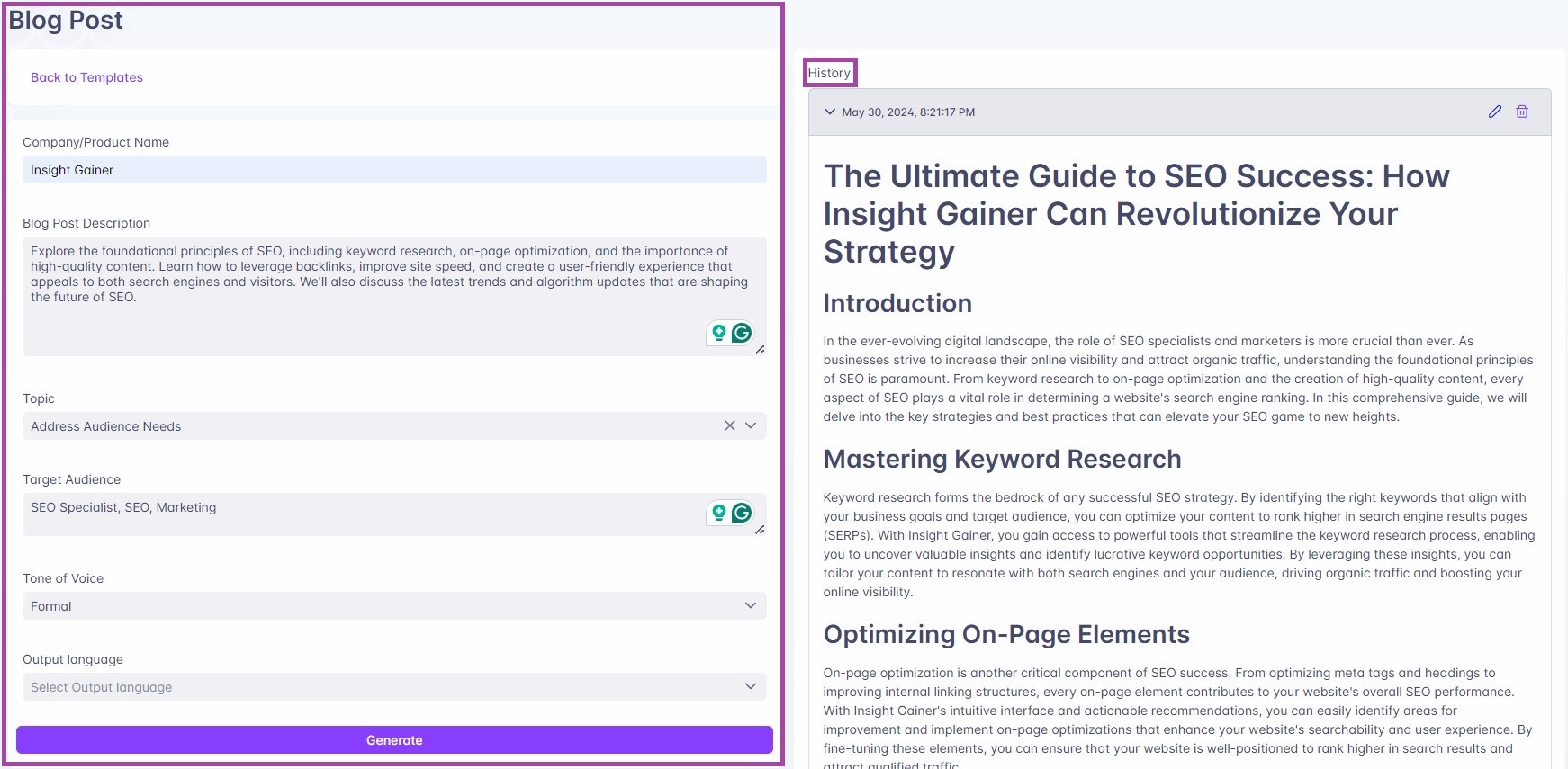 AI Content Optimization, Ask Kevin Blogpost, Insight Gainer